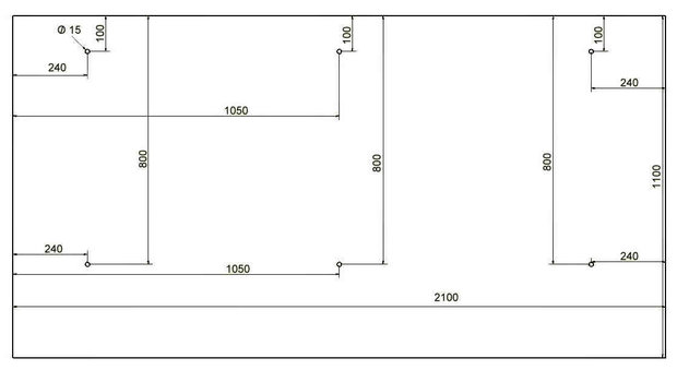 Afmetingen glas luifel EGD 210 x 110 cm